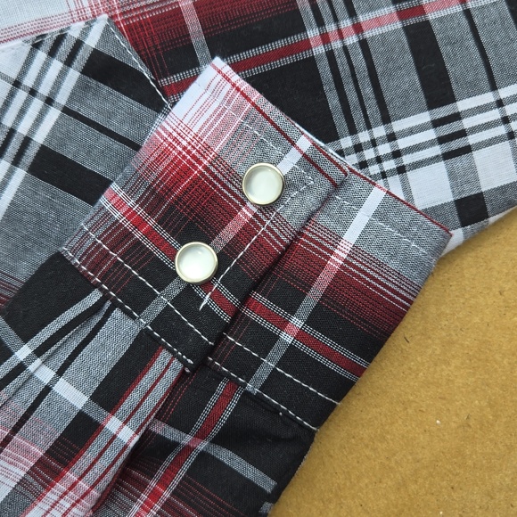 Boys Plaid Button Down Shirt with Pearl Snaps - Picture 4 of 10